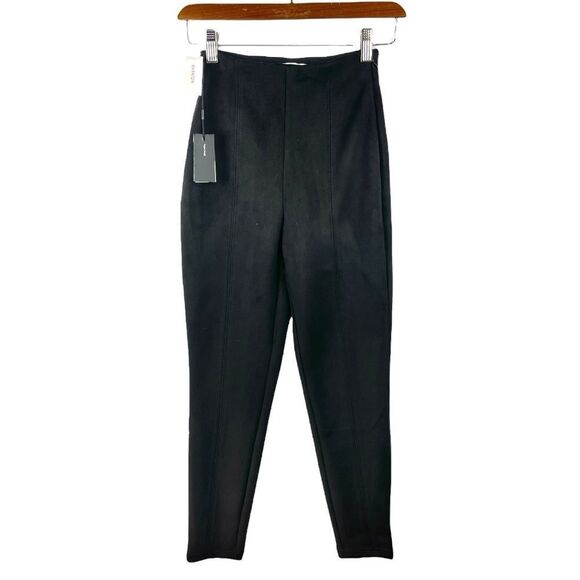 NEW Babaton Black Faux Suede Mace High Waist Leggings Size 00 - Picture 5 of 7